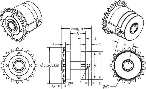 1930 Indexing Spring Clutch, R. Funk # A18676, Dimensions