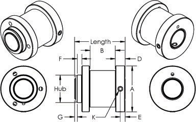 2448 Overrunning Spring Clutch, Dimensions