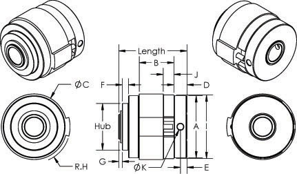 2579 Single Revolution Spring Clutch, Dimensions