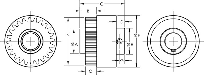 2875 Overrunning Gear Clutch Hot Stamper, Dimensions